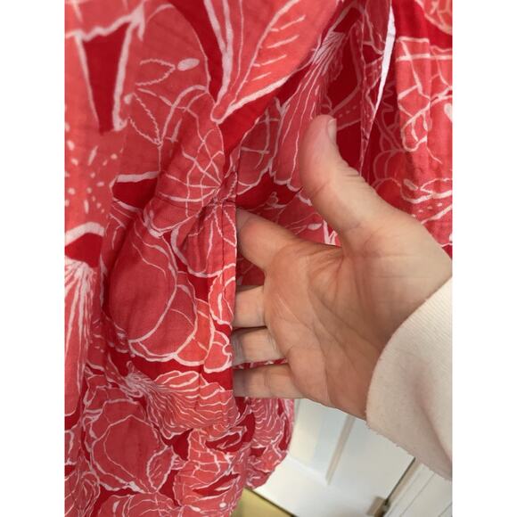 D & Co Beach Shirt Dress XL Linen Blend Tropical Beach Gauzy Lagenlook Mature - Picture 4 of 11